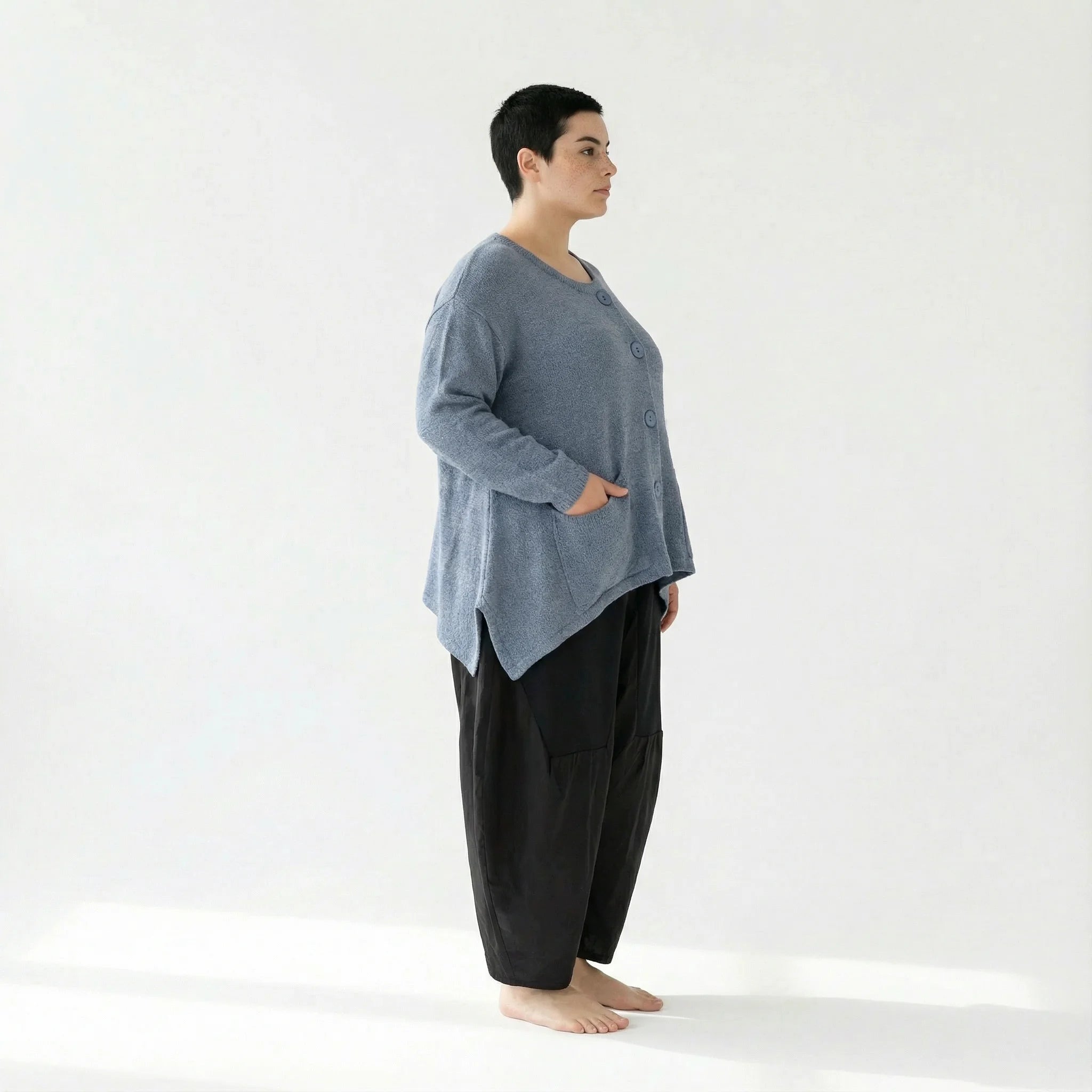  A-Form Jacke von AKH Fashion aus Viskose, 1537.00118, Himmelblau, Meliert, Ausgefallen