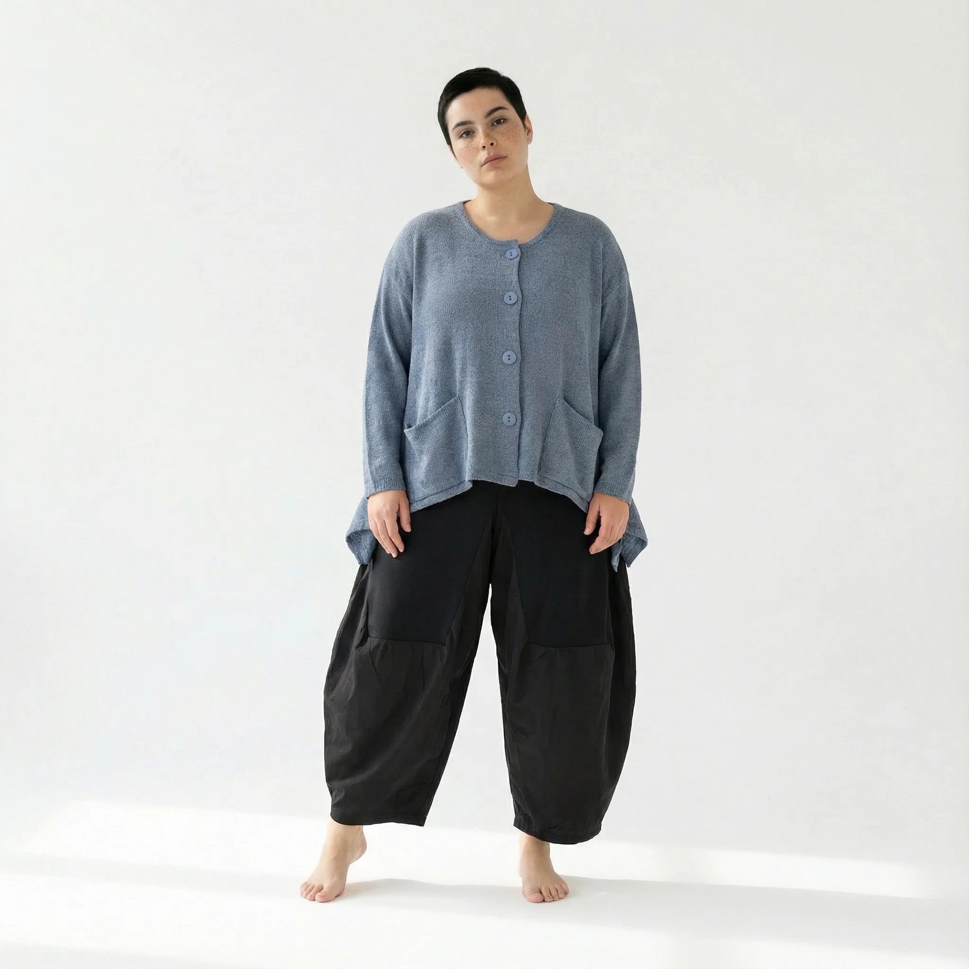  A-Form Jacke von AKH Fashion aus Viskose, 1537.00118, Himmelblau, Meliert, Ausgefallen