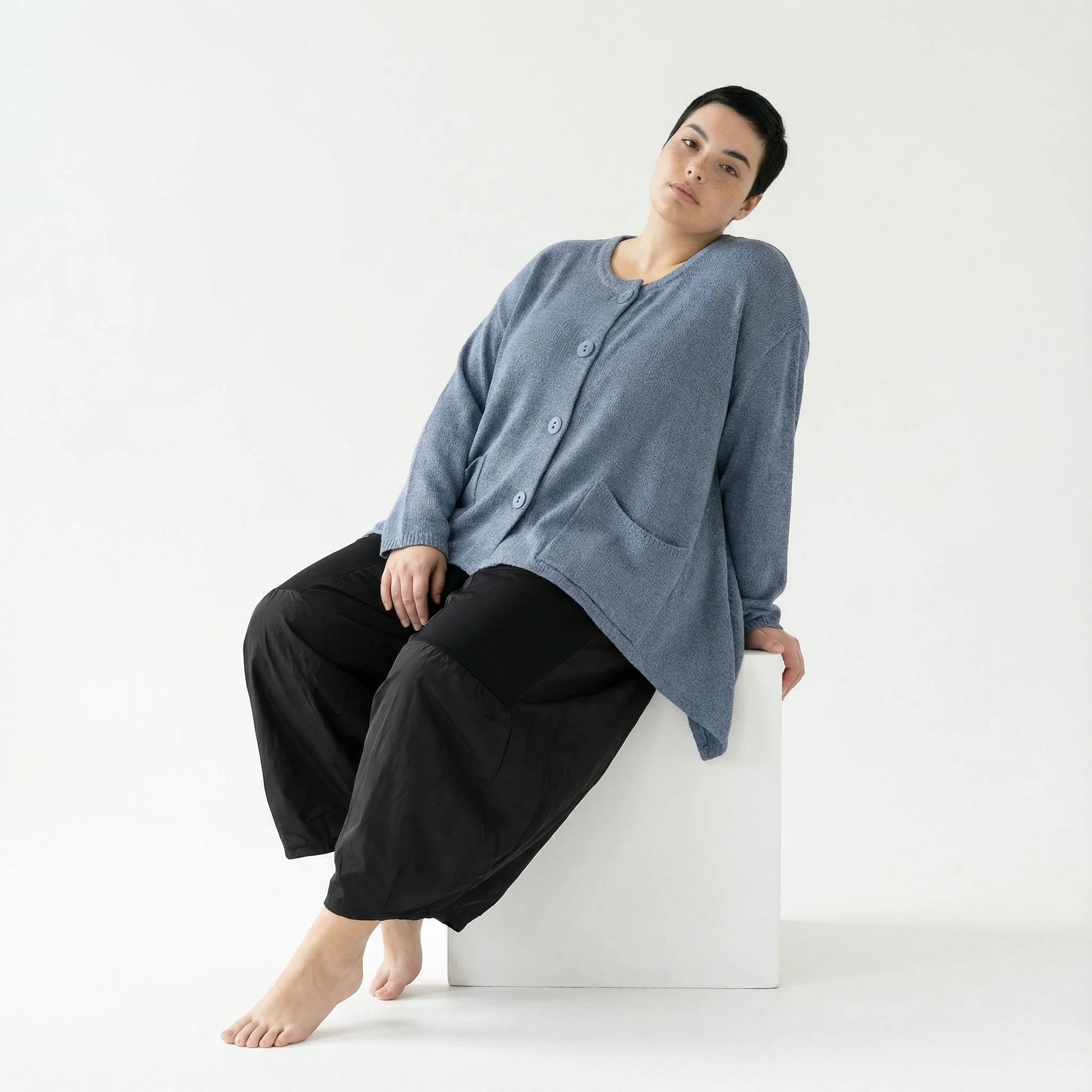  A-Form Jacke von AKH Fashion aus Viskose, 1537.00118, Himmelblau, Meliert, Ausgefallen