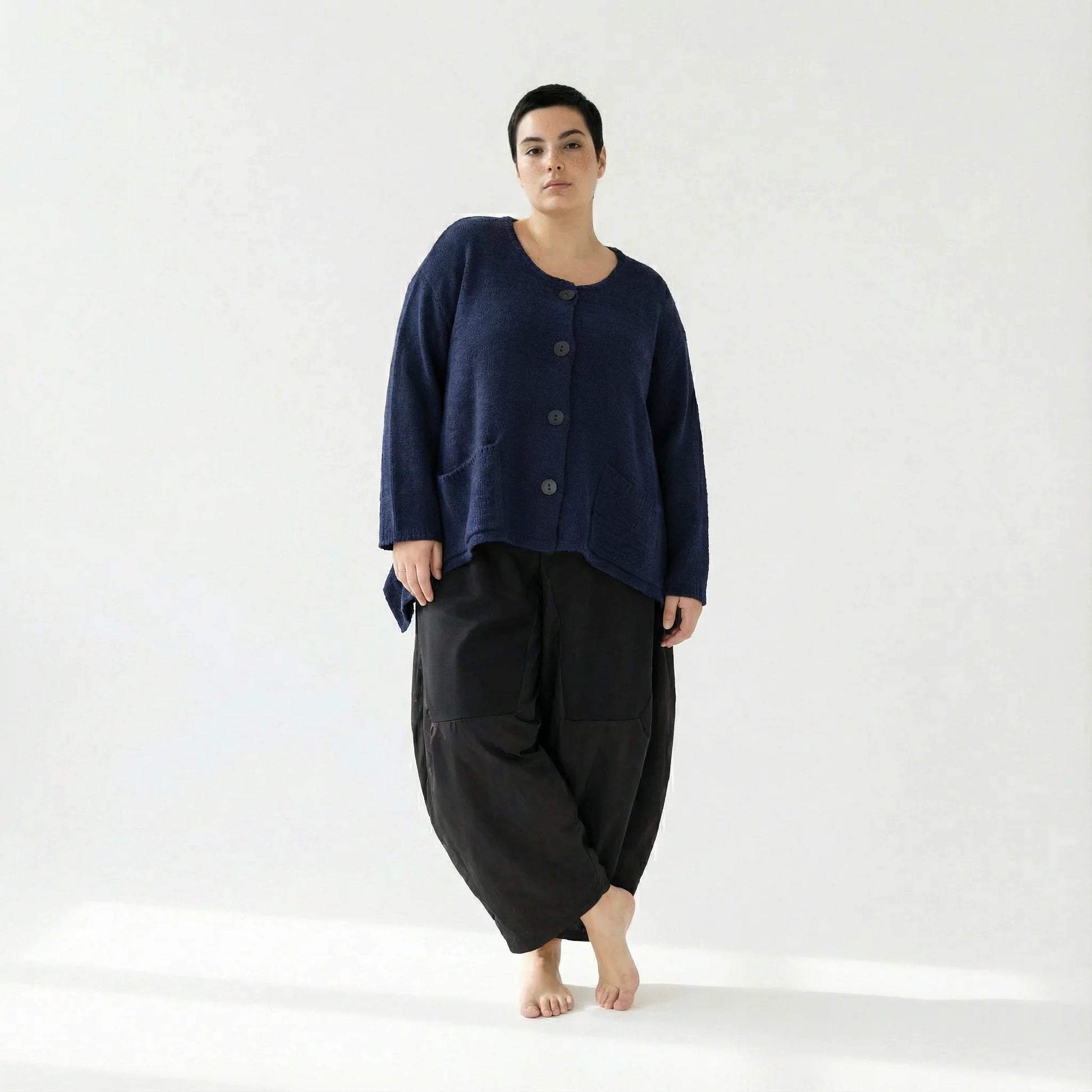  A-Form Jacke von AKH Fashion aus Viskose, 1537.00118, Marine, Meliert, Ausgefallen, Schick