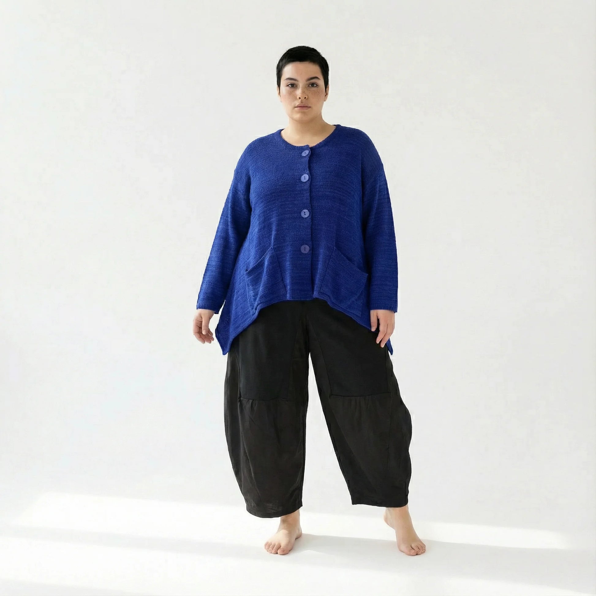  A-Form Jacke von AKH Fashion aus Viskose, 1537.00118, Royalblau, Meliert, Ausgefallen