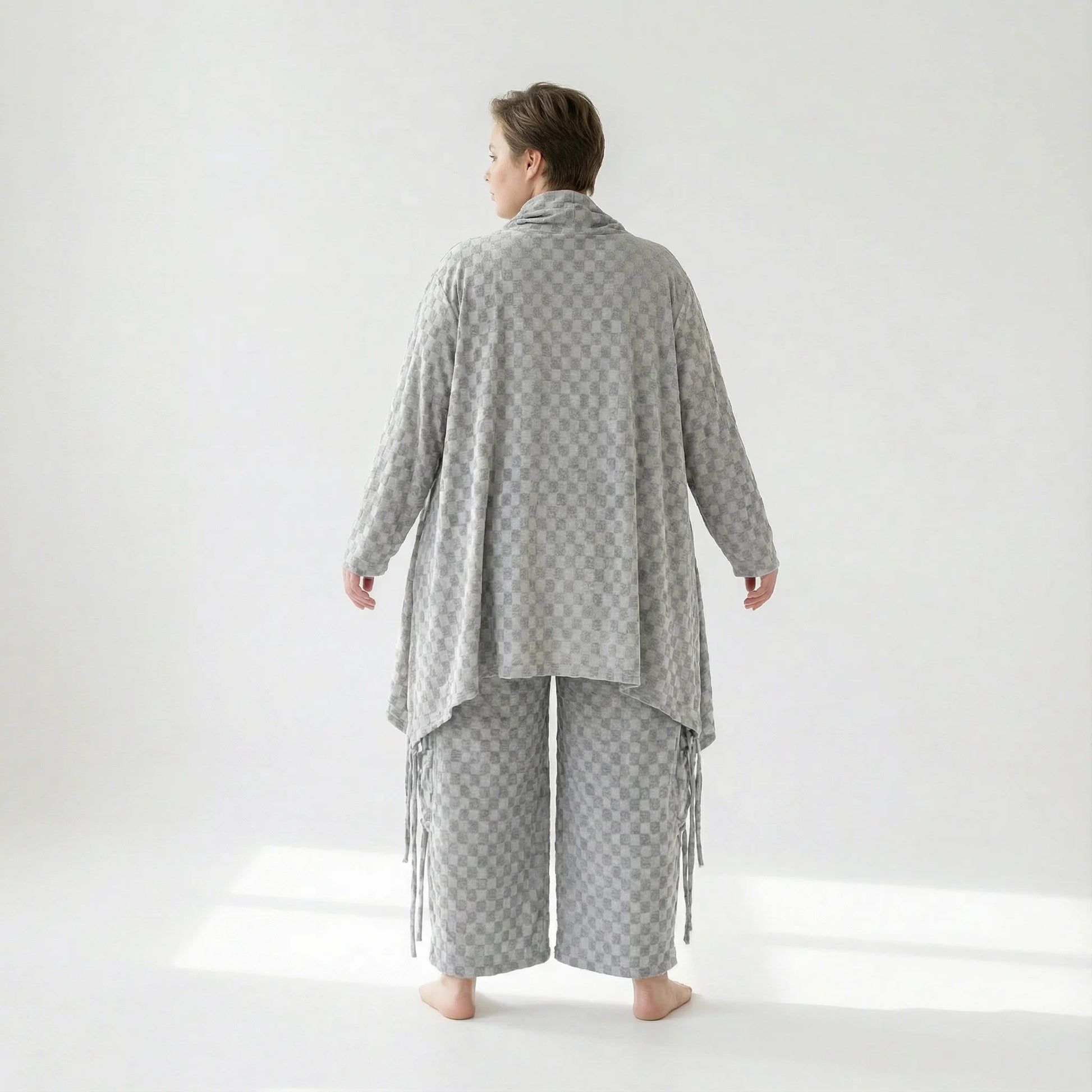  A-Form Bigshirt von AKH Fashion aus Viskose, 1540.03371, Grau, Kariert, Ausgefallen, Zeitlos