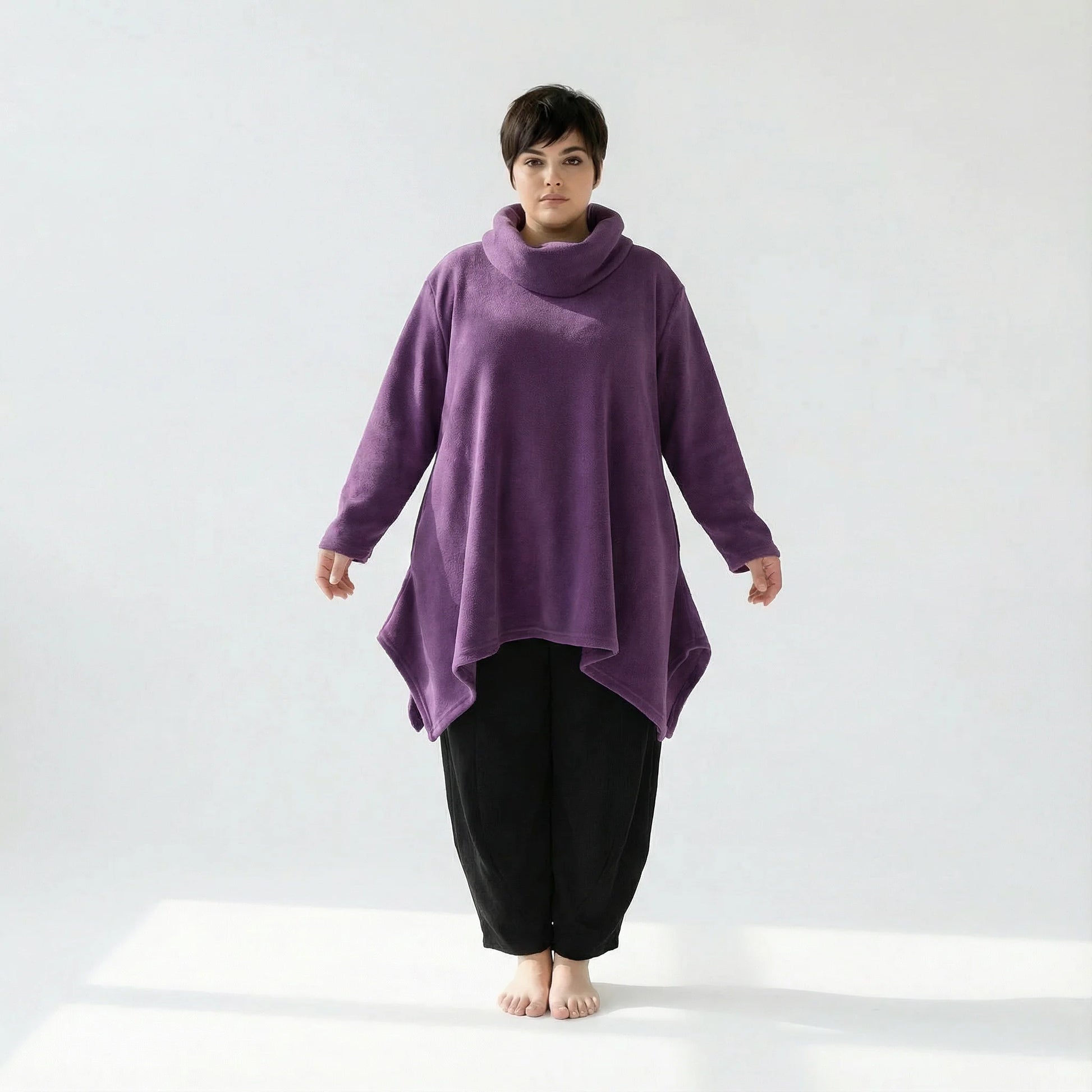  A-Form Bigshirt von AKH Fashion aus Materialmix, 1552.03371, Violett, Ausgefallen, Zeitlos