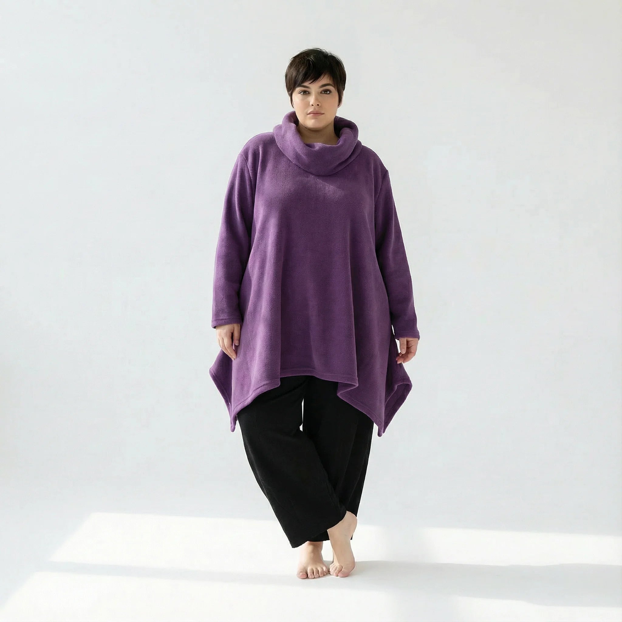  A-Form Bigshirt von AKH Fashion aus Materialmix, 1552.03371, Violett, Ausgefallen, Zeitlos