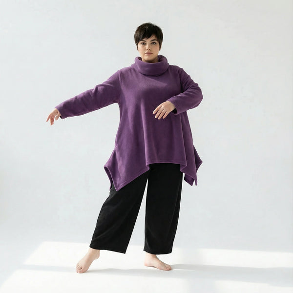 A-Form Bigshirt von AKH Fashion aus Materialmix, 1552.03371, Violett, Ausgefallen, Zeitlos