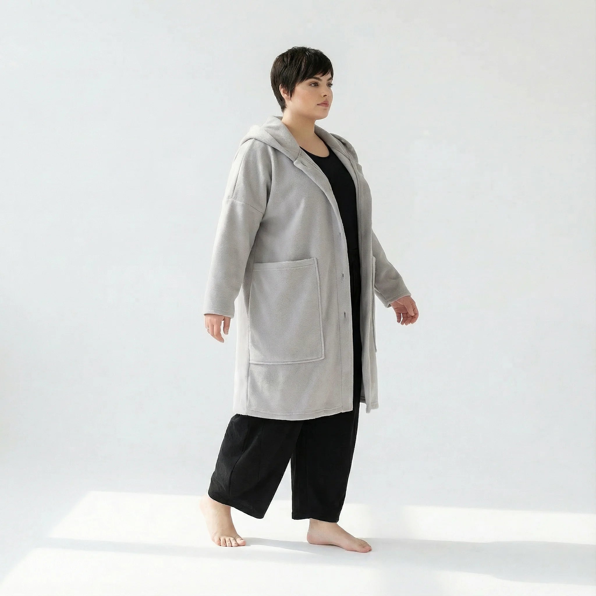 AKH Fashion Jacke in gerader Form, aus Materialmix, 1552.06272, Hellgrau, Ausgefallen