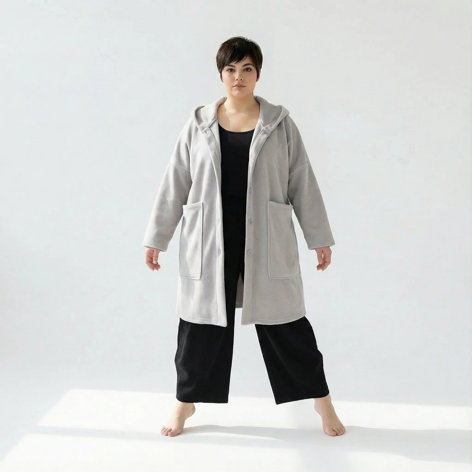  AKH Fashion Jacke in gerader Form, aus Materialmix, 1552.06272, Hellgrau, Ausgefallen