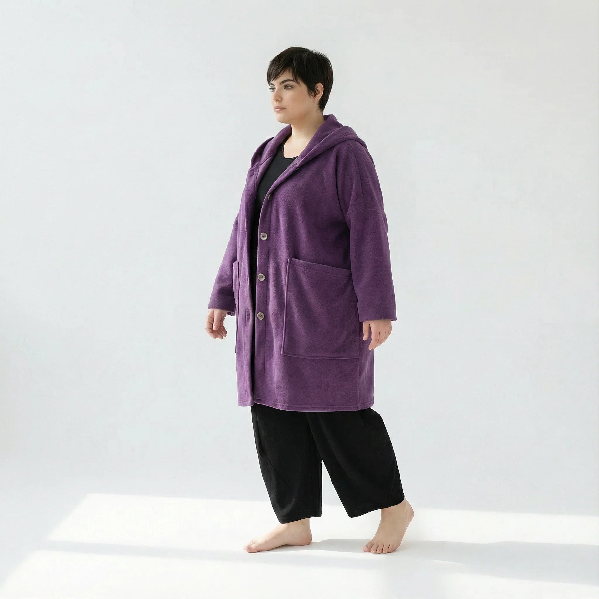AKH Fashion Jacke in gerader Form, aus Materialmix, 1552.06272, Violett, Ausgefallen