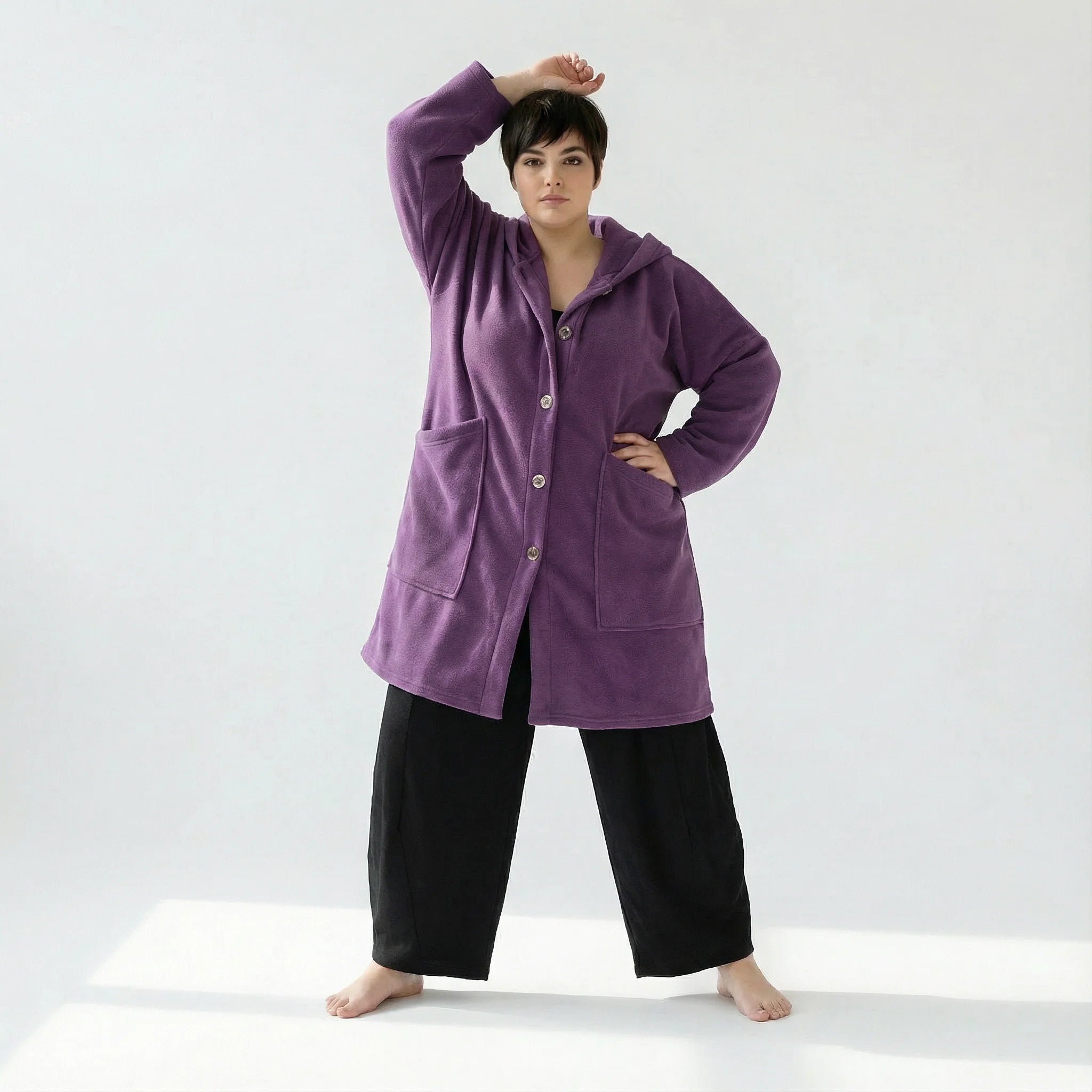AKH Fashion Jacke in gerader Form, aus Materialmix, 1552.06272, Violett, Ausgefallen