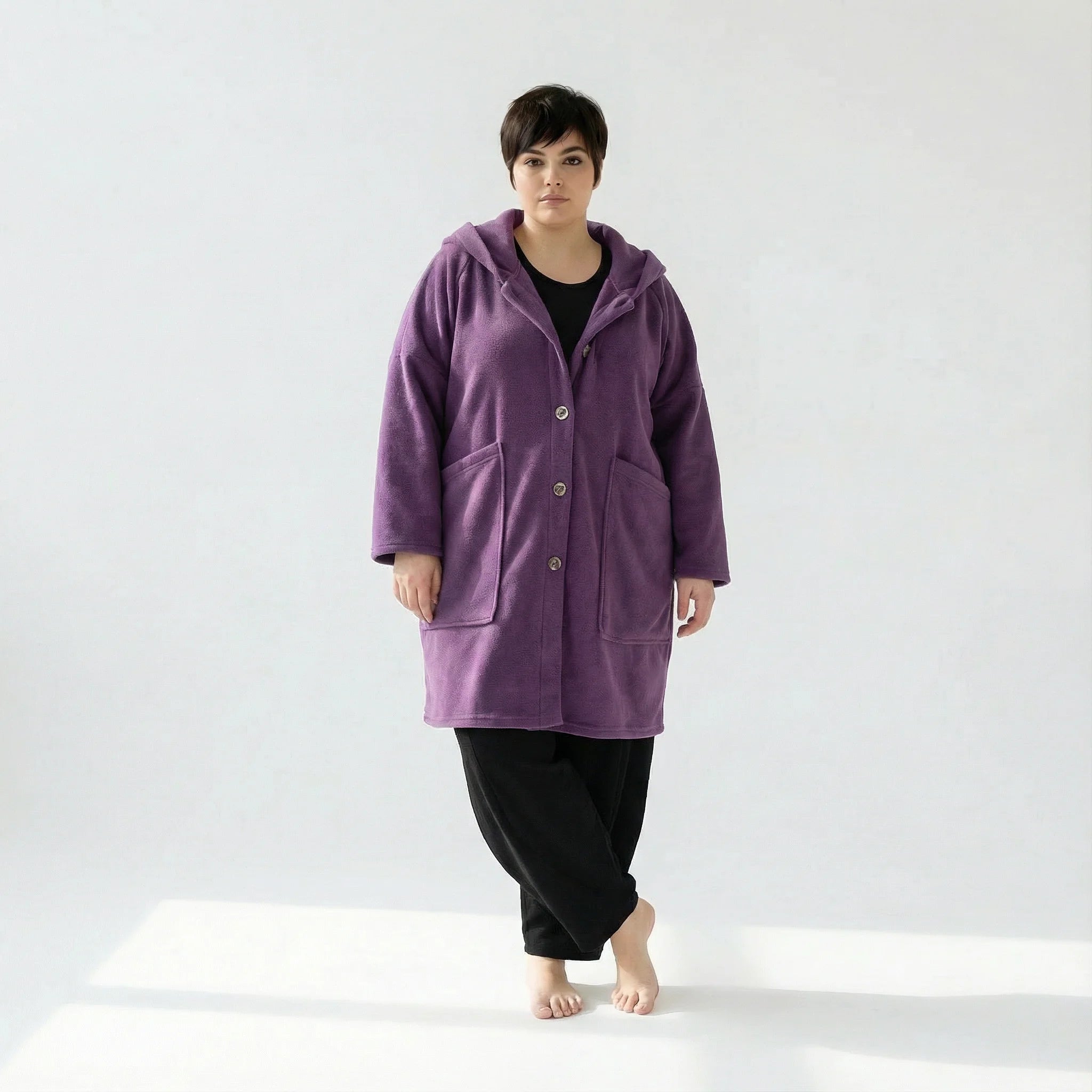 AKH Fashion Jacke in gerader Form, aus Materialmix, 1552.06272, Violett, Ausgefallen