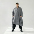  Ballonmantel von AKH Fashion aus Viskose, 1561.06671, Grau, Kariert, Ausgefallen, Zeitlos