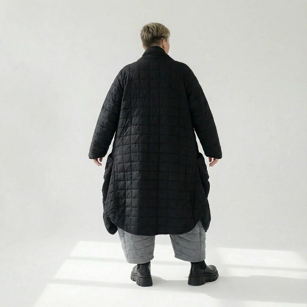  Ballonmantel von AKH Fashion aus Viskose, 1561.06671, Schwarz, Kariert, Ausgefallen