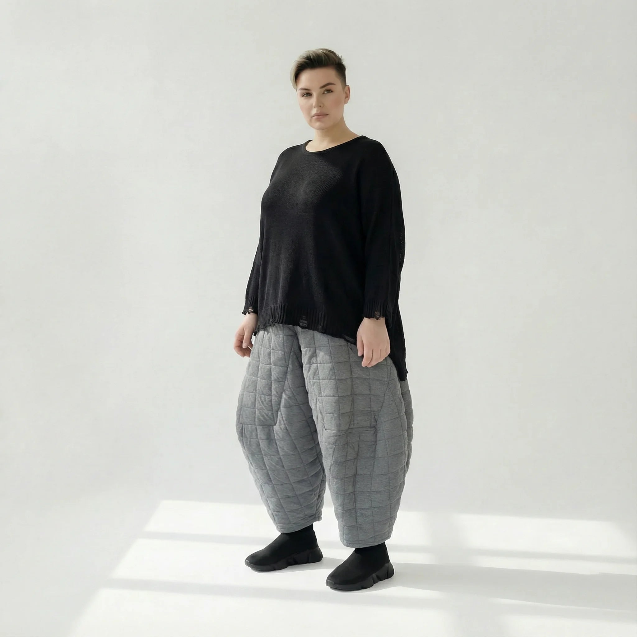  Ballonhose von AKH Fashion aus Viskose, 1561.06883, Grau, Kariert, Ausgefallen, Zeitlos