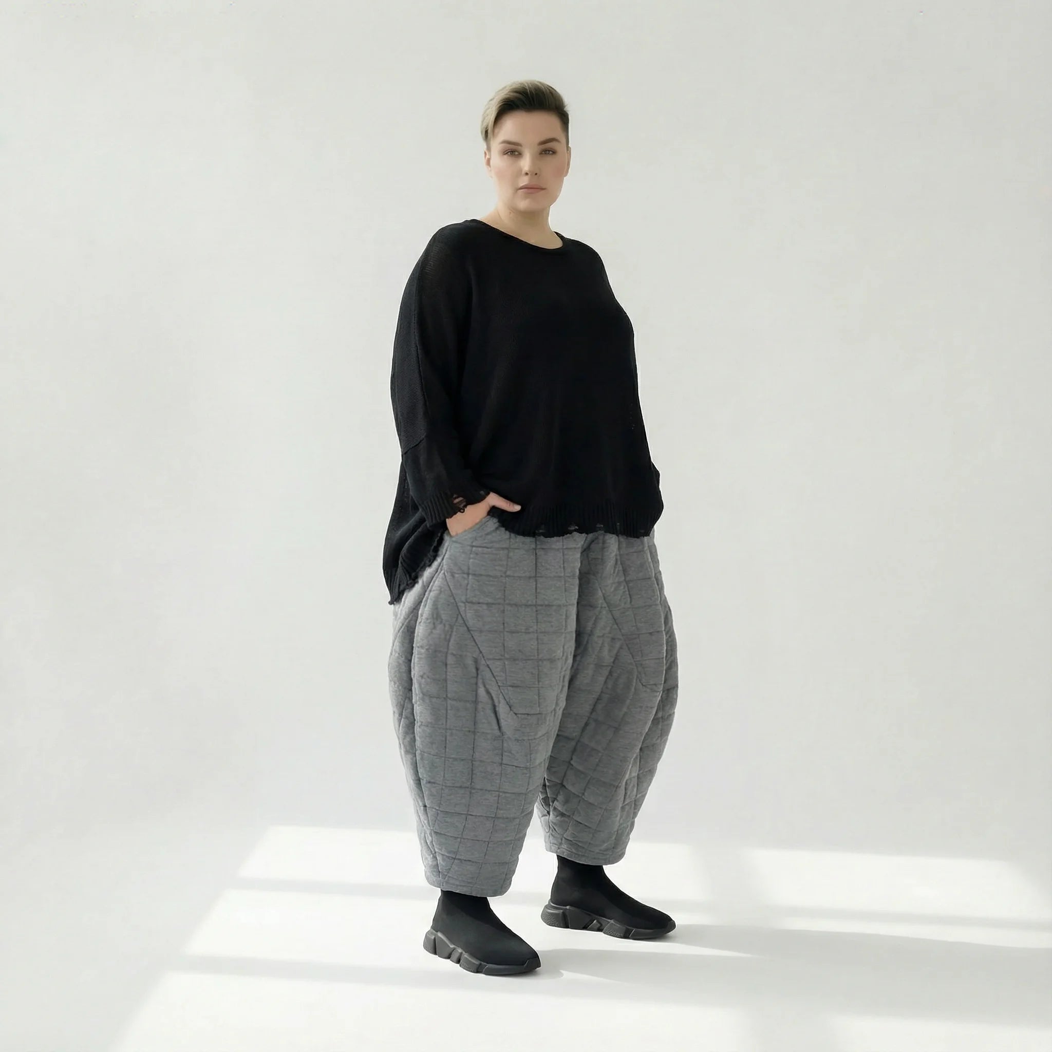  Ballonhose von AKH Fashion aus Viskose, 1561.06883, Grau, Kariert, Ausgefallen, Zeitlos