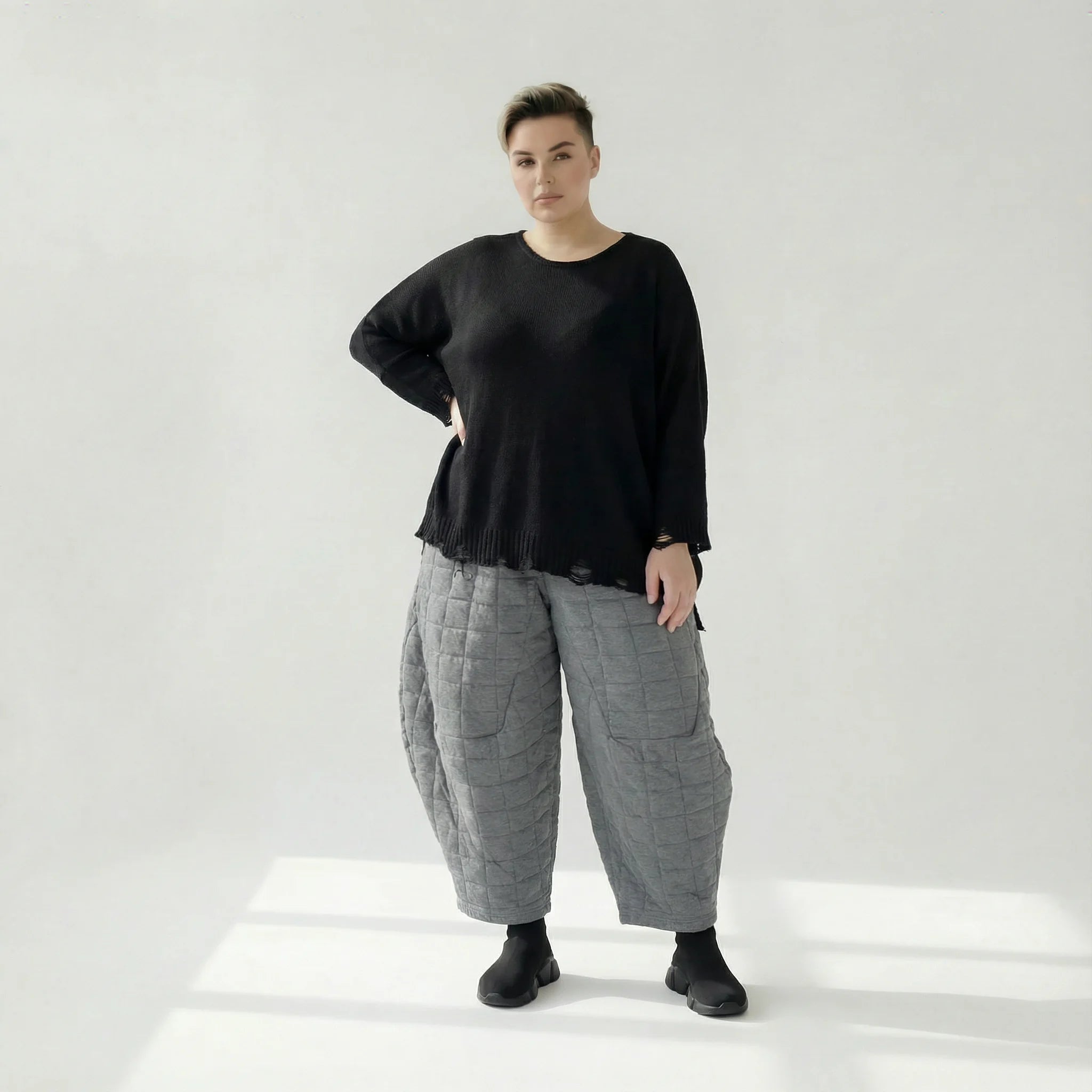  Ballonhose von AKH Fashion aus Viskose, 1561.06883, Grau, Kariert, Ausgefallen, Zeitlos