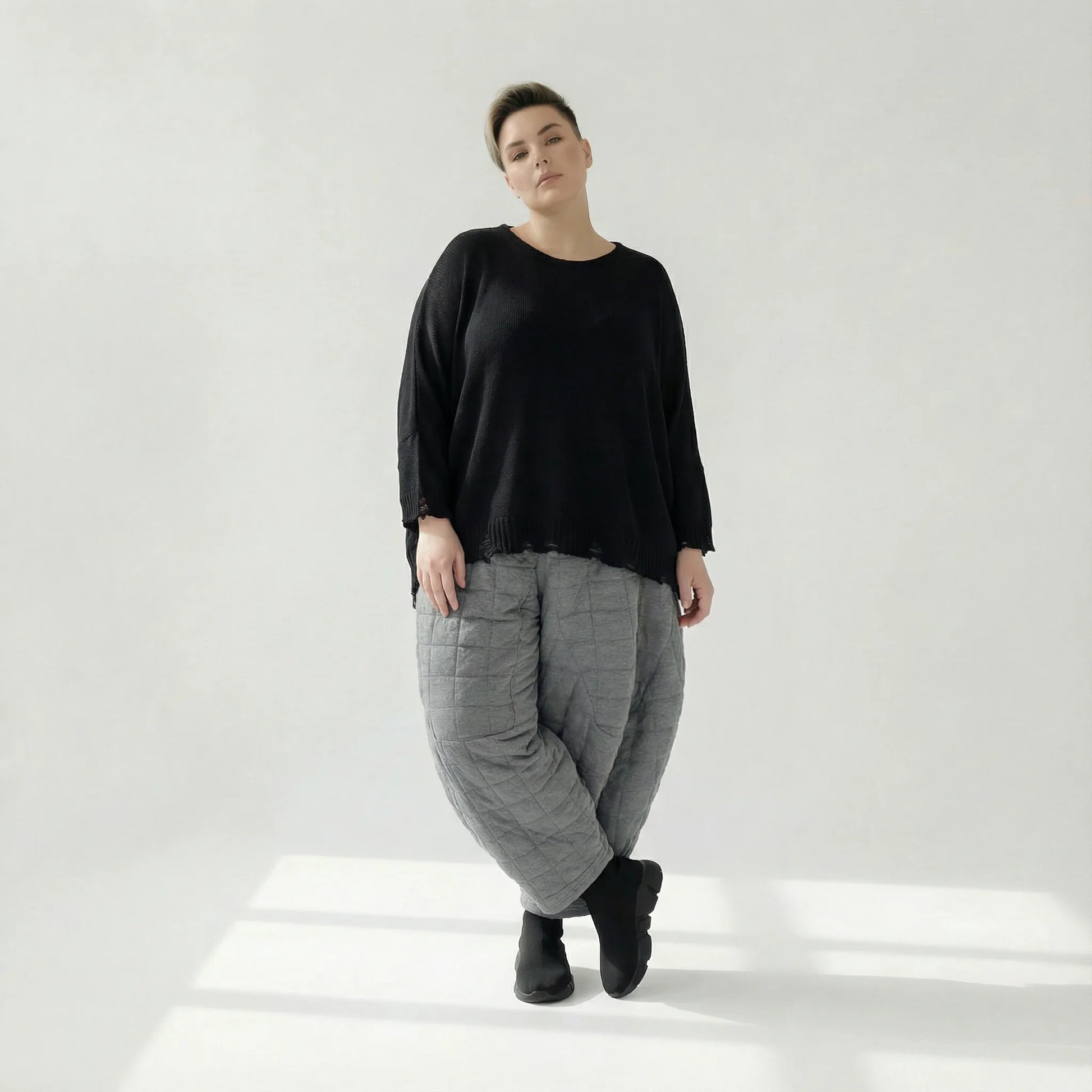  Ballonhose von AKH Fashion aus Viskose, 1561.06883, Grau, Kariert, Ausgefallen, Zeitlos