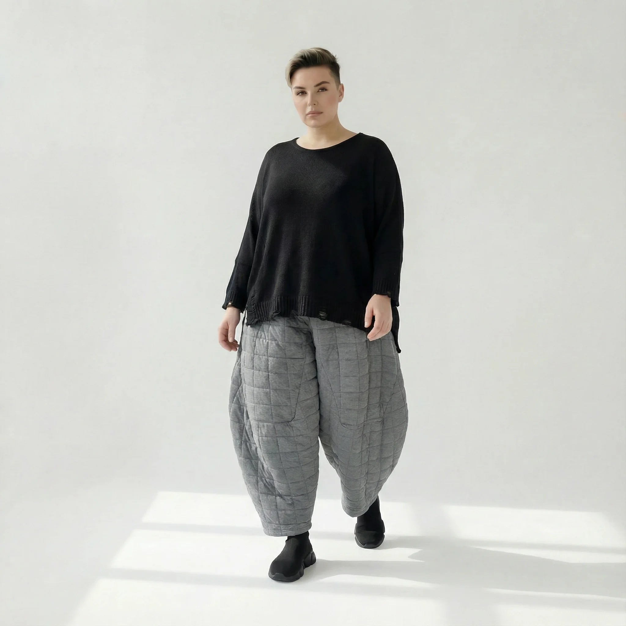  Ballonhose von AKH Fashion aus Viskose, 1561.06883, Grau, Kariert, Ausgefallen, Zeitlos