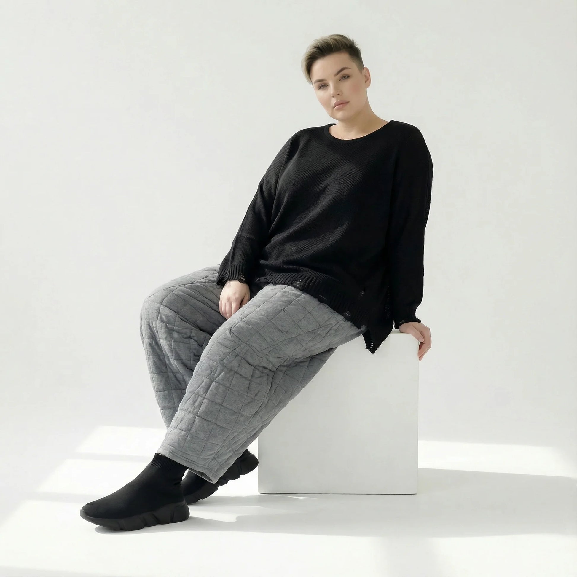  Ballonhose von AKH Fashion aus Viskose, 1561.06883, Grau, Kariert, Ausgefallen, Zeitlos