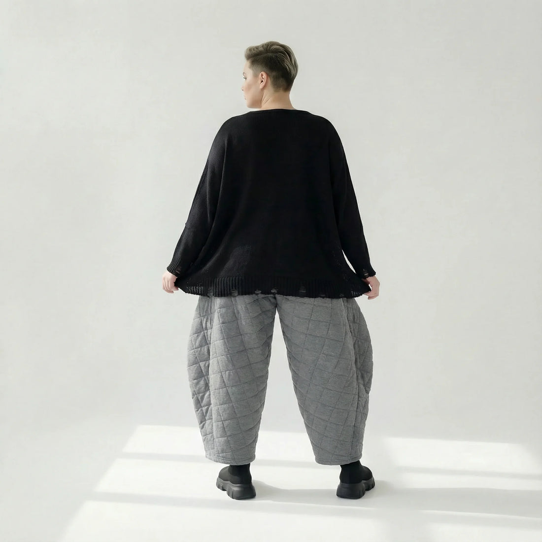  Ballonhose von AKH Fashion aus Viskose, 1561.06883, Grau, Kariert, Ausgefallen, Zeitlos