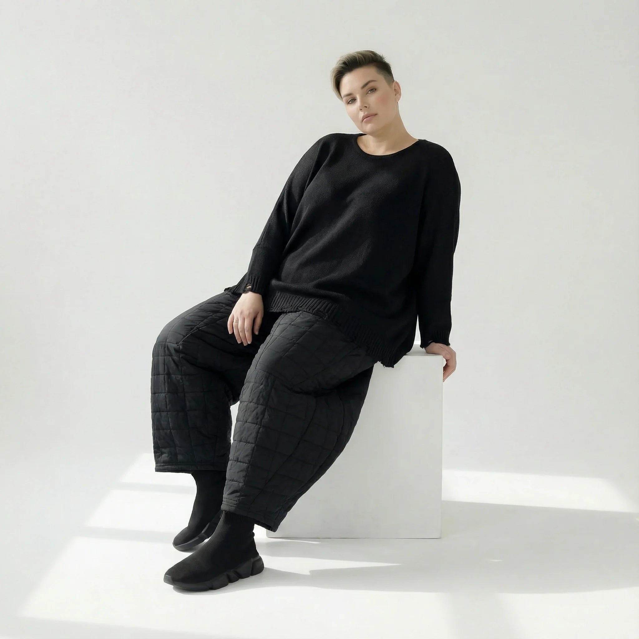  Ballonhose von AKH Fashion aus Viskose, 1561.06883, Schwarz, Kariert, Ausgefallen, Zeitlos