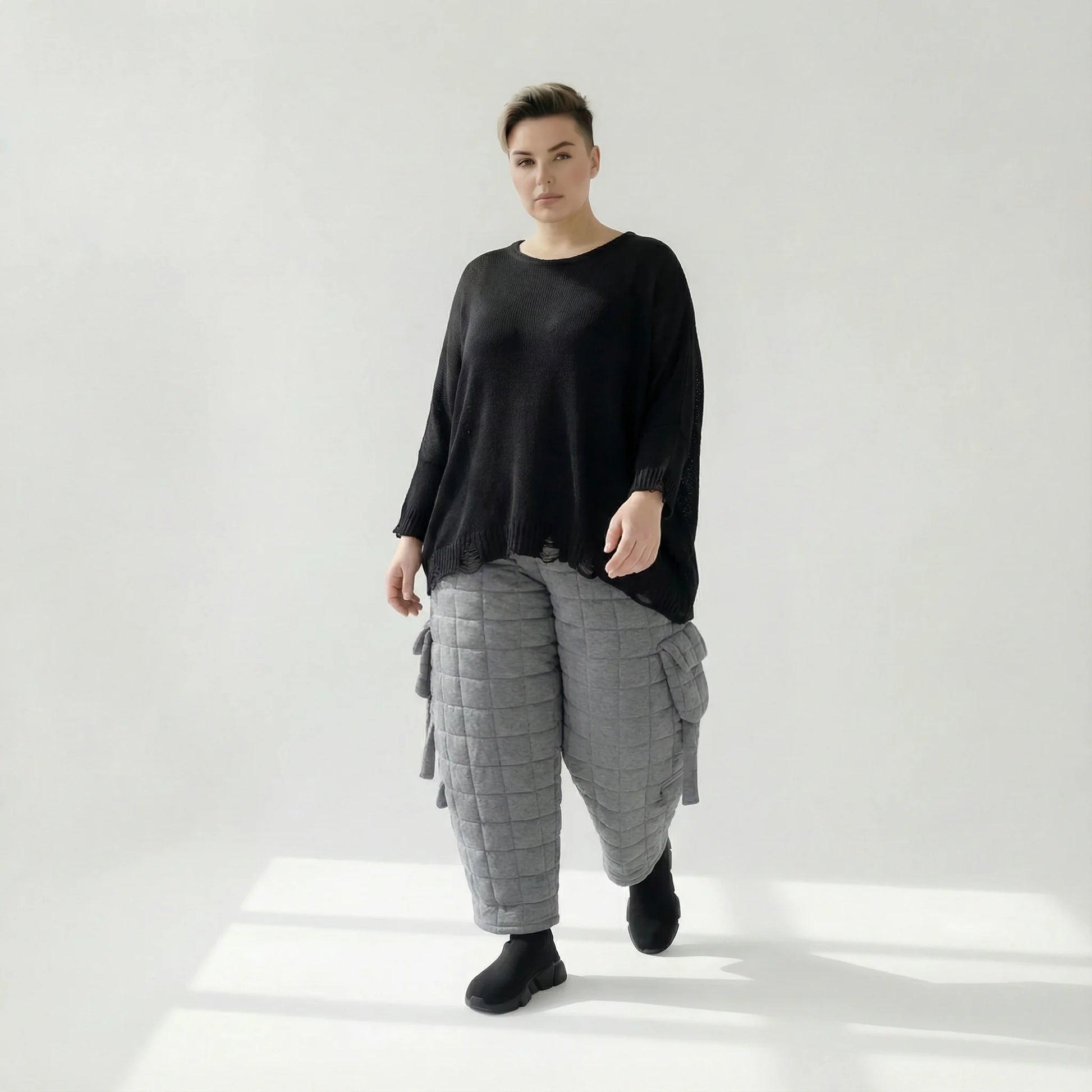  Ballonhose von AKH Fashion aus Viskose, 1561.07125, Grau, Kariert, Ausgefallen, Zeitlos