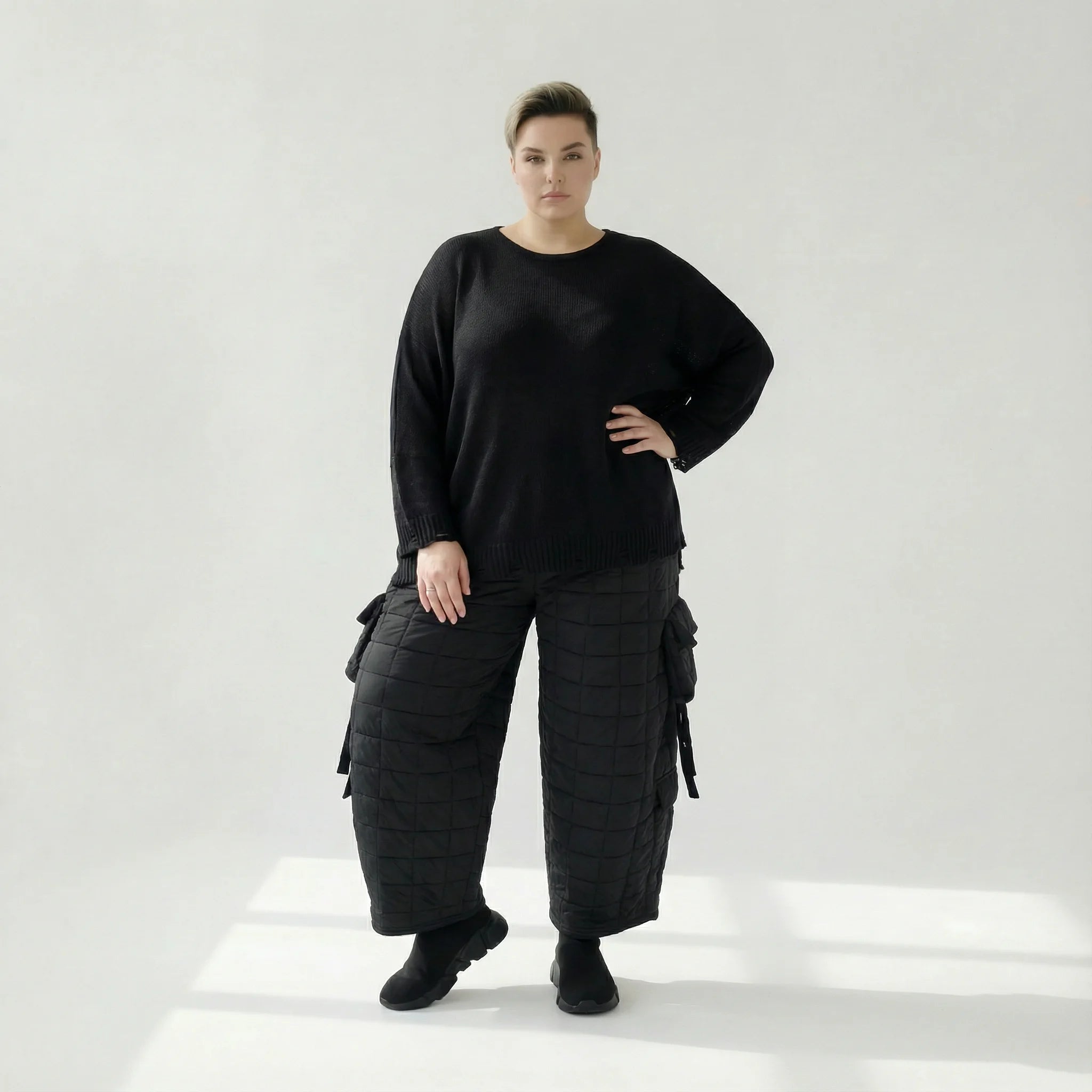  Ballonhose von AKH Fashion aus Viskose, 1561.07125, Schwarz, Kariert, Ausgefallen, Zeitlos