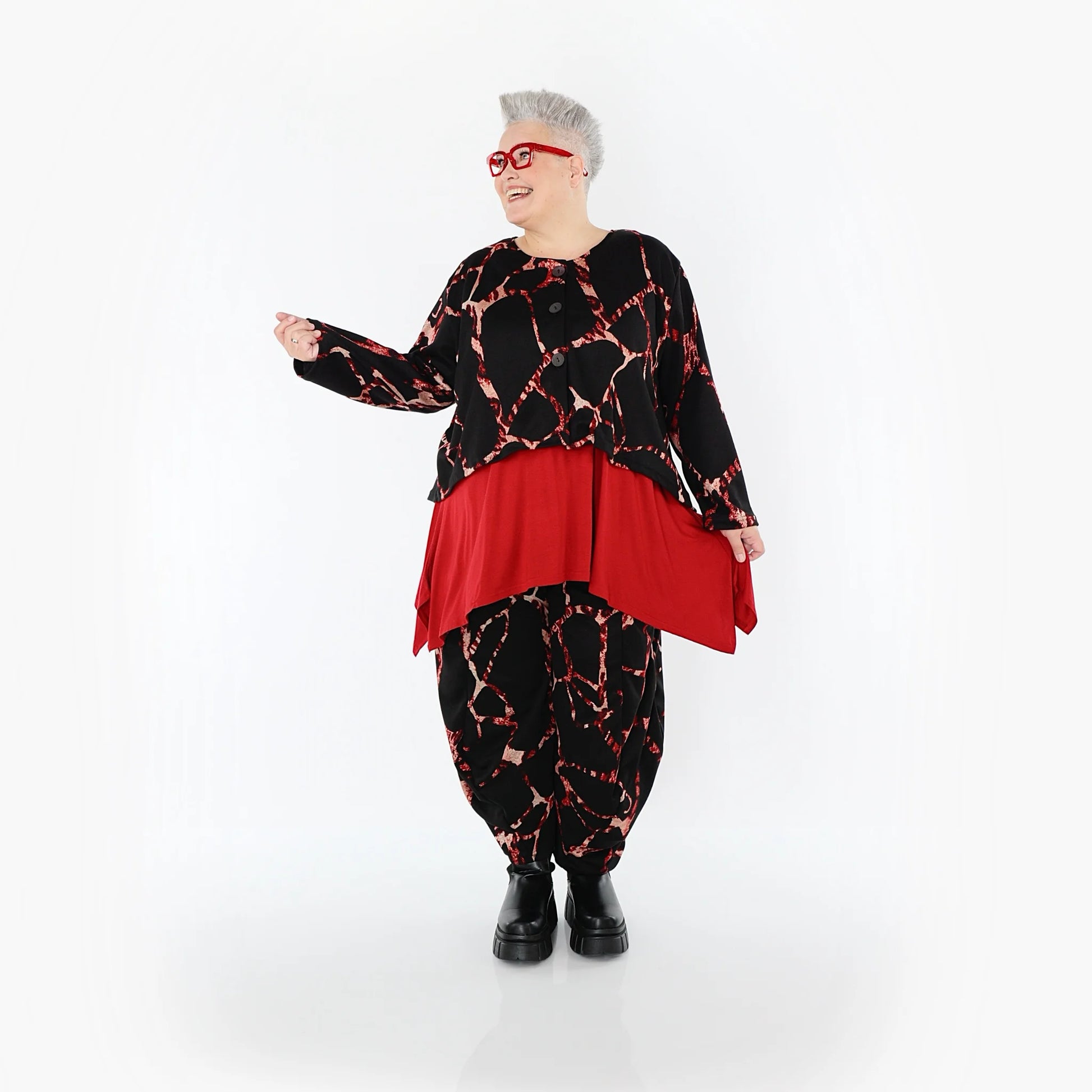  Ballonhose von AKH Fashion aus Materialmix, 1563.08069, Schwarz/Multi, Grafik, Schick