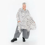  A-Form Bluse von AKH Premium aus Viskose, P1011.6917, Weiß/Grau, Kringel, Ausgefallen