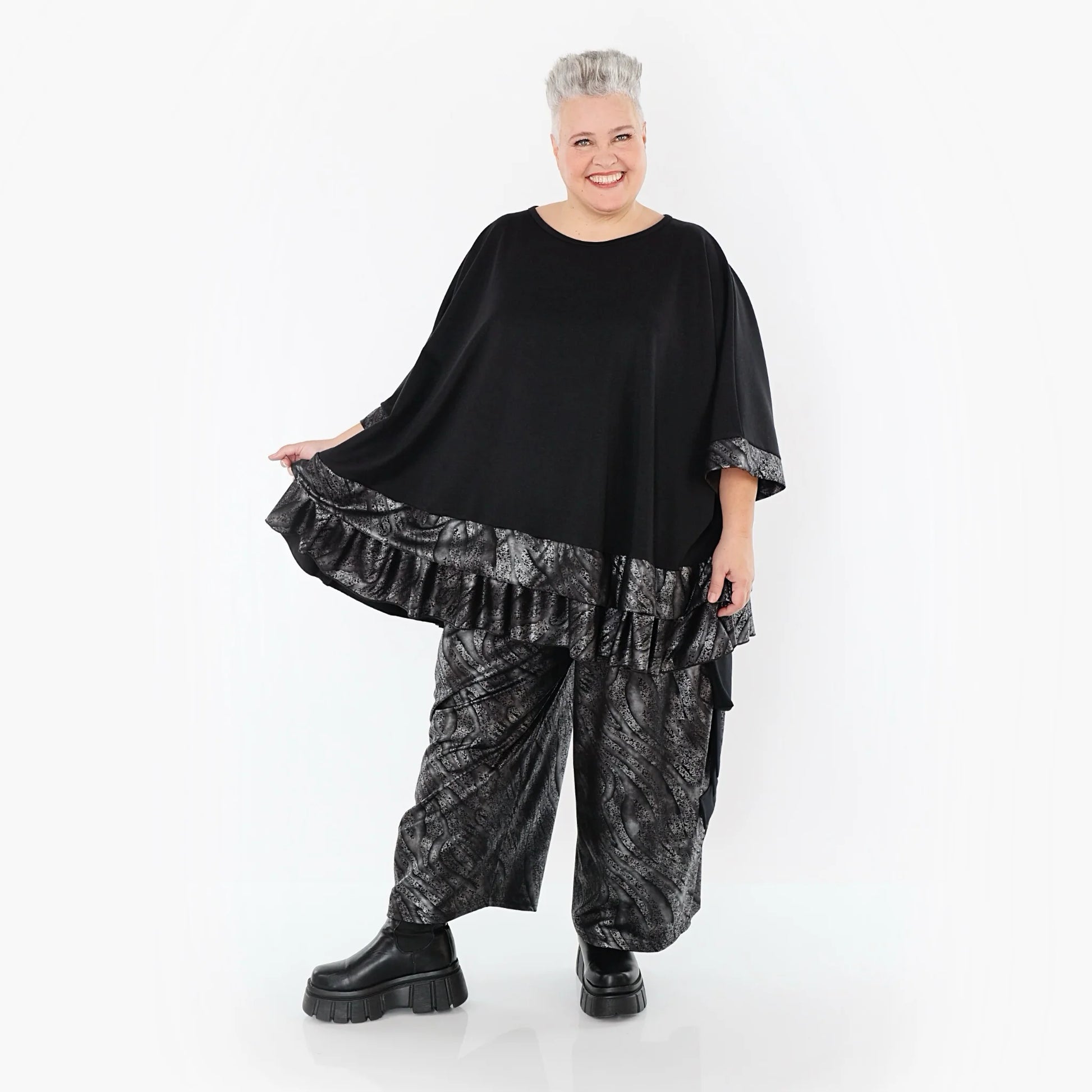  Ballonhose von AKH Premium aus Viskose, P1019.7125, Silber/Schwarz, Zebra, Ausgefallen