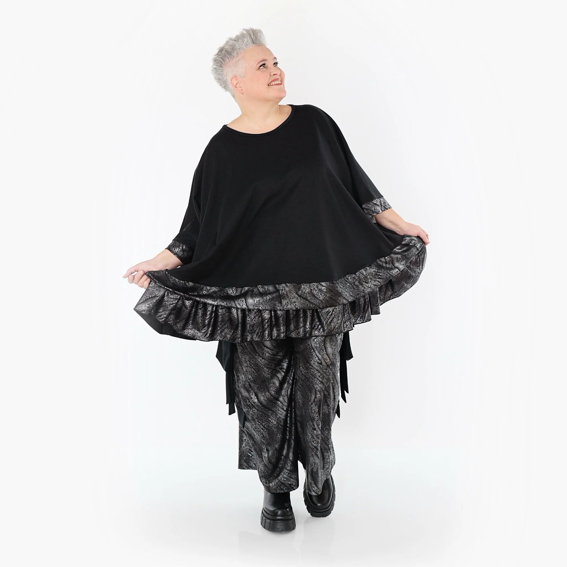  Ballonhose von AKH Premium aus Viskose, P1019.7125, Silber/Schwarz, Zebra, Ausgefallen