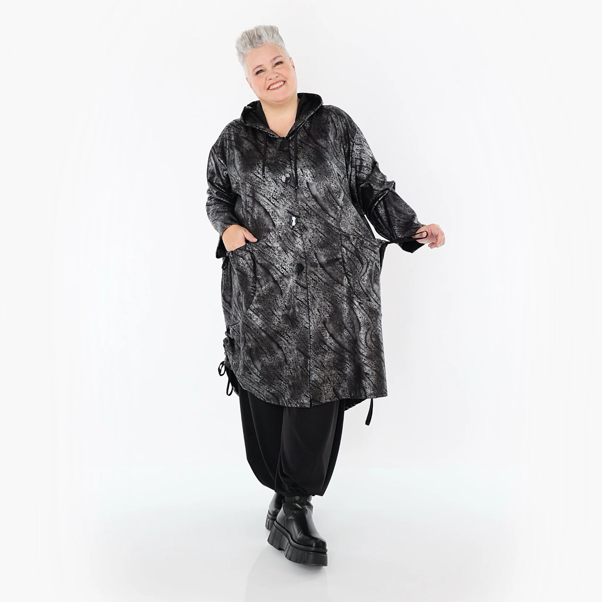  AKH Premium Jacke in gerader Form, aus Viskose, P1019.7154, Silber/Schwarz, Zebra, Schick