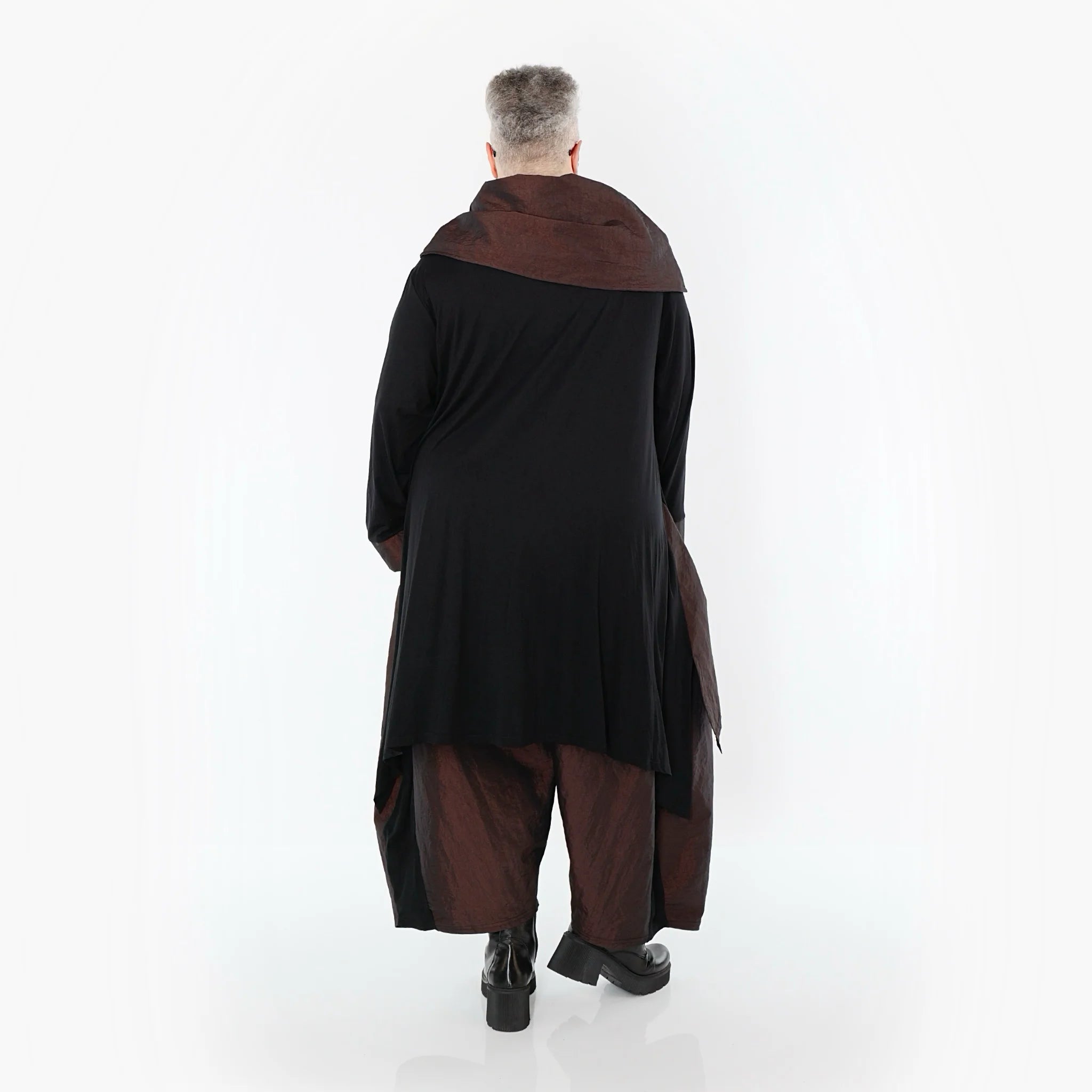  A-Form Shirt von AKH Premium aus Viskose, P102187, Schwarz/Braun, Ausgefallen, Zeitlos