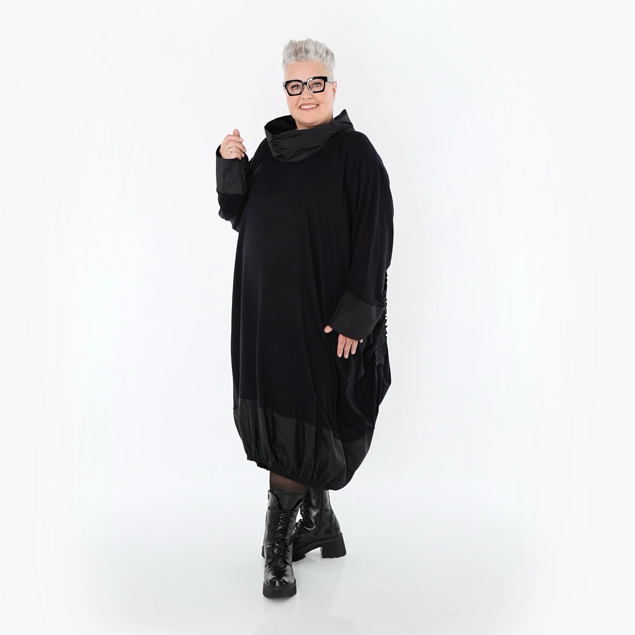  Ballonkleid von AKH Premium aus Viskose, P107156, Schwarz, Ausgefallen, Zeitlos, Schick