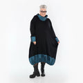  Ballonkleid von AKH Premium aus Viskose, P107156, Schwarz/Petrol, Ausgefallen, Zeitlos