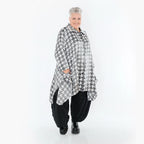  A-Form Bluse von AKH Premium aus Viskose, P106917, Weiß/Grau, Hahnentritt, Ausgefallen
