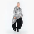  AKH Premium Bluse in Vokuhila-Form, aus Viskose, P107149, Weiß/Grau, Hahnentritt, Schick