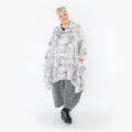  A-Form Bluse von AKH Premium aus Viskose, P106917, Weiß/Grau, Grafik, Ausgefallen, Zeitlos