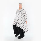  A-Form Bluse von AKH Premium aus Viskose, P1026.6917, Weiß/Grau, Punkte, Ausgefallen