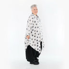  Zipfel Bluse von AKH Premium aus Viskose, P1026.7150, Weiß/Grau, Punkte, Ausgefallen