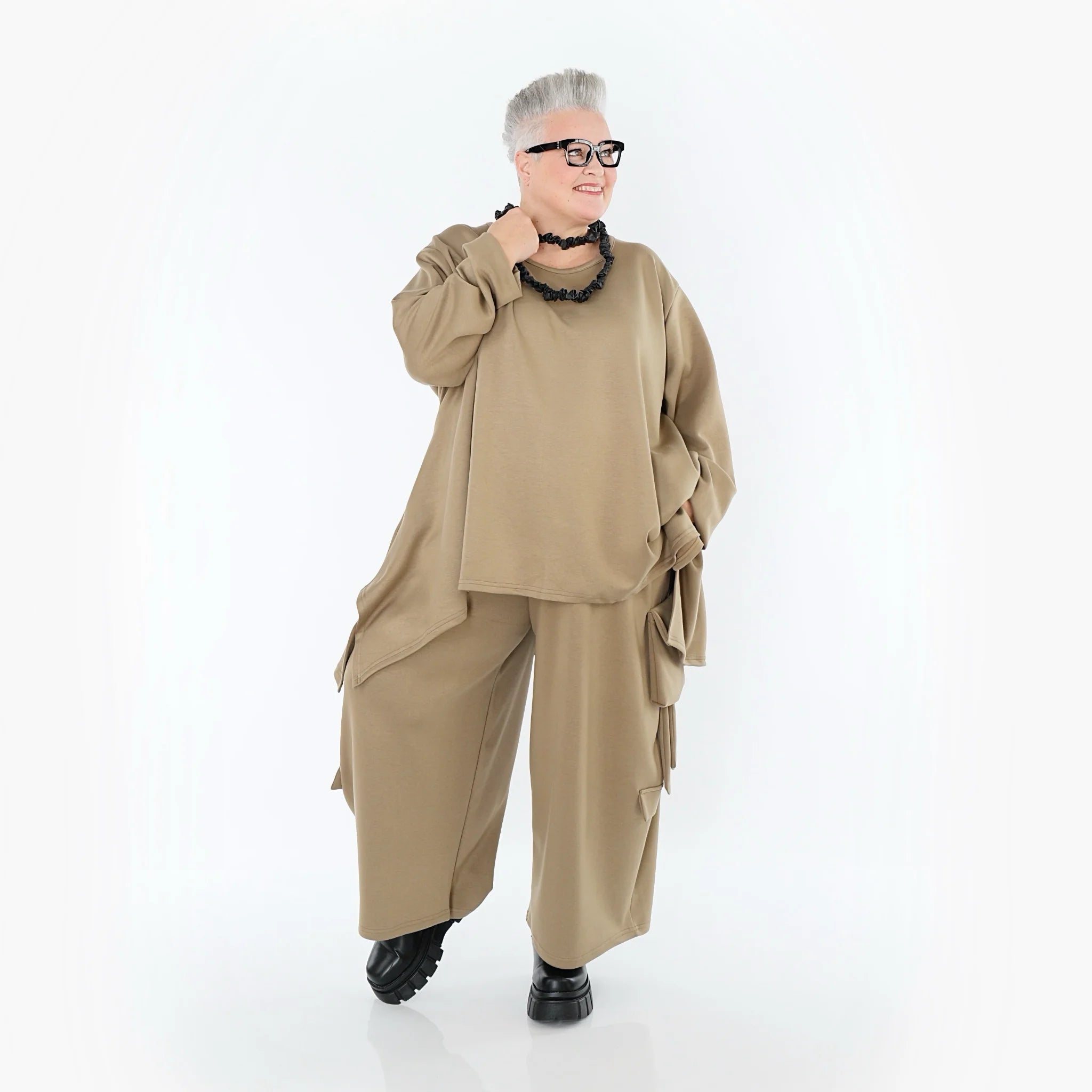  A-Form Bigshirt von AKH Fashion aus Viskose, 1566.06809, Camel, Ausgefallen, Zeitlos, Schick