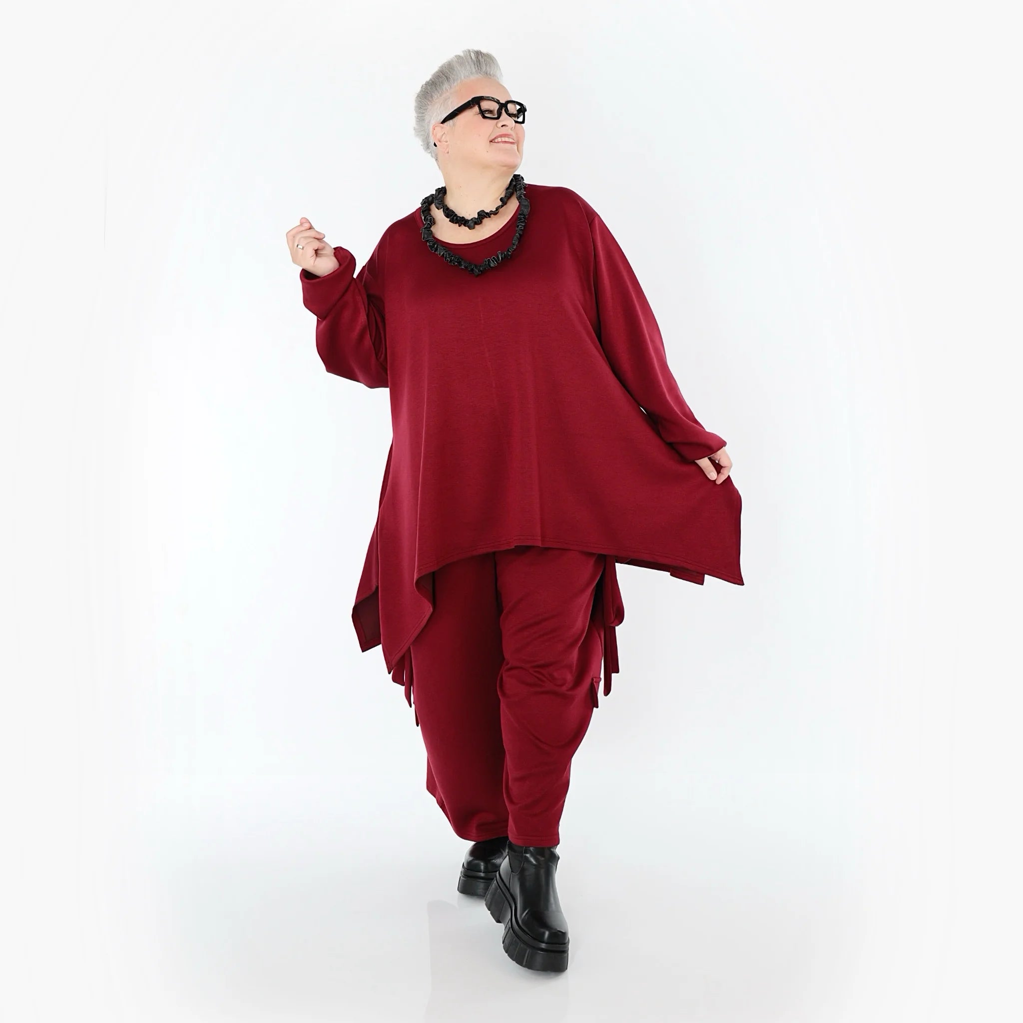  A-Form Bigshirt von AKH Fashion aus Viskose, 1566.06809, Weinrot, Ausgefallen, Zeitlos