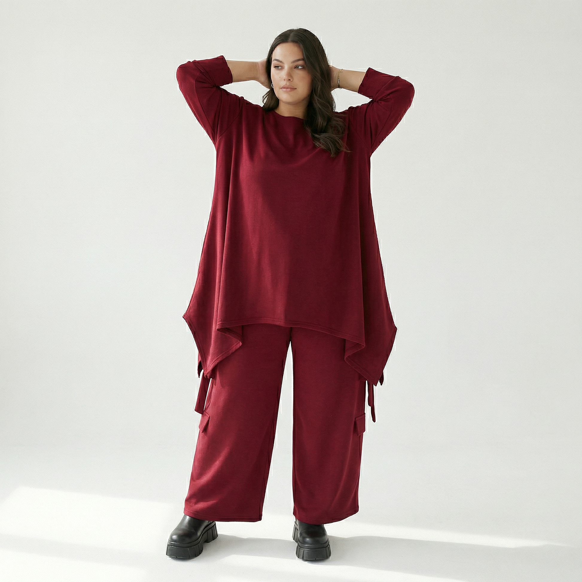  Ballonhose von AKH Fashion aus Viskose, 1566.07125, Weinrot, Ausgefallen, Zeitlos, Schick