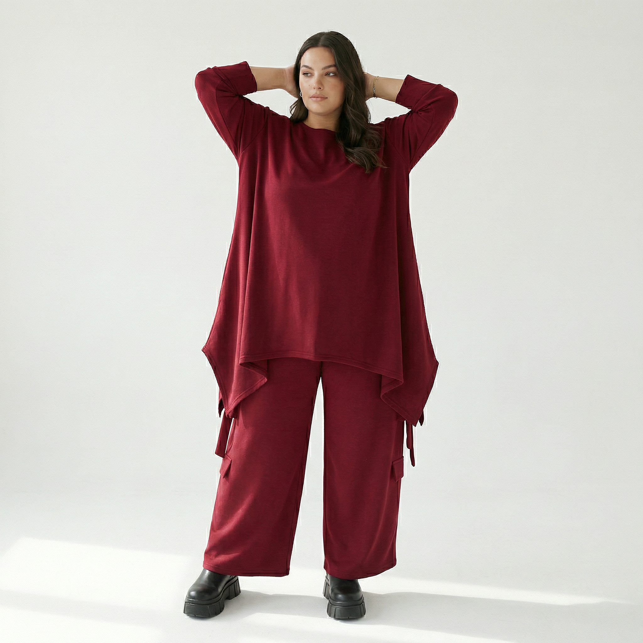  Ballonhose von AKH Fashion aus Viskose, 1566.07125, Weinrot, Ausgefallen, Zeitlos, Schick