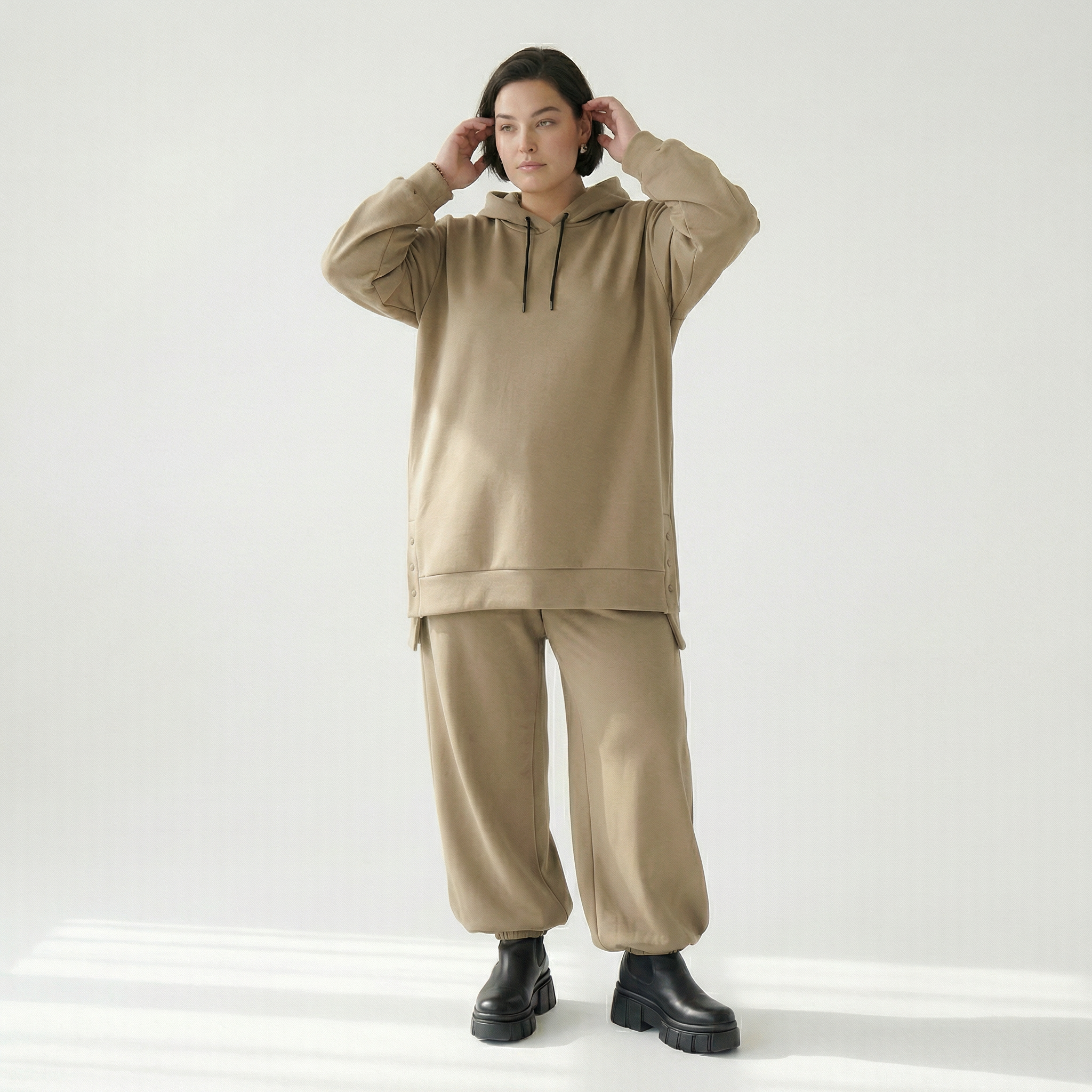  AKH Fashion Bigshirt in gerader Form, aus Viskose, 1566.06988, Camel, Ausgefallen, Zeitlos