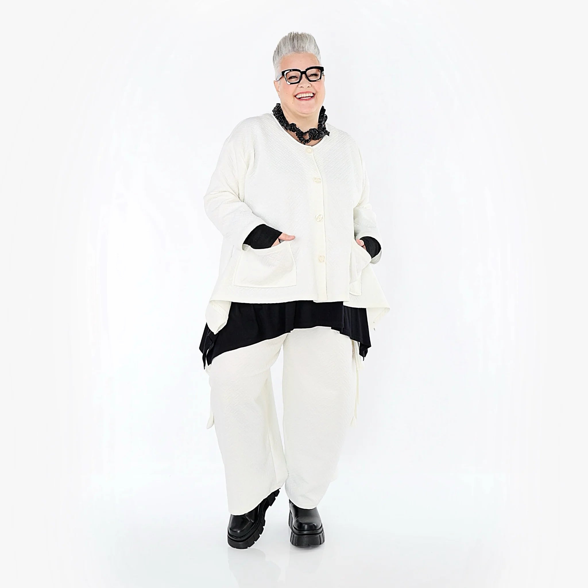  Ballonhose von AKH Fashion aus Baumwolle, 1567.07125, Weiß, ZickZack, Ausgefallen, Zeitlos