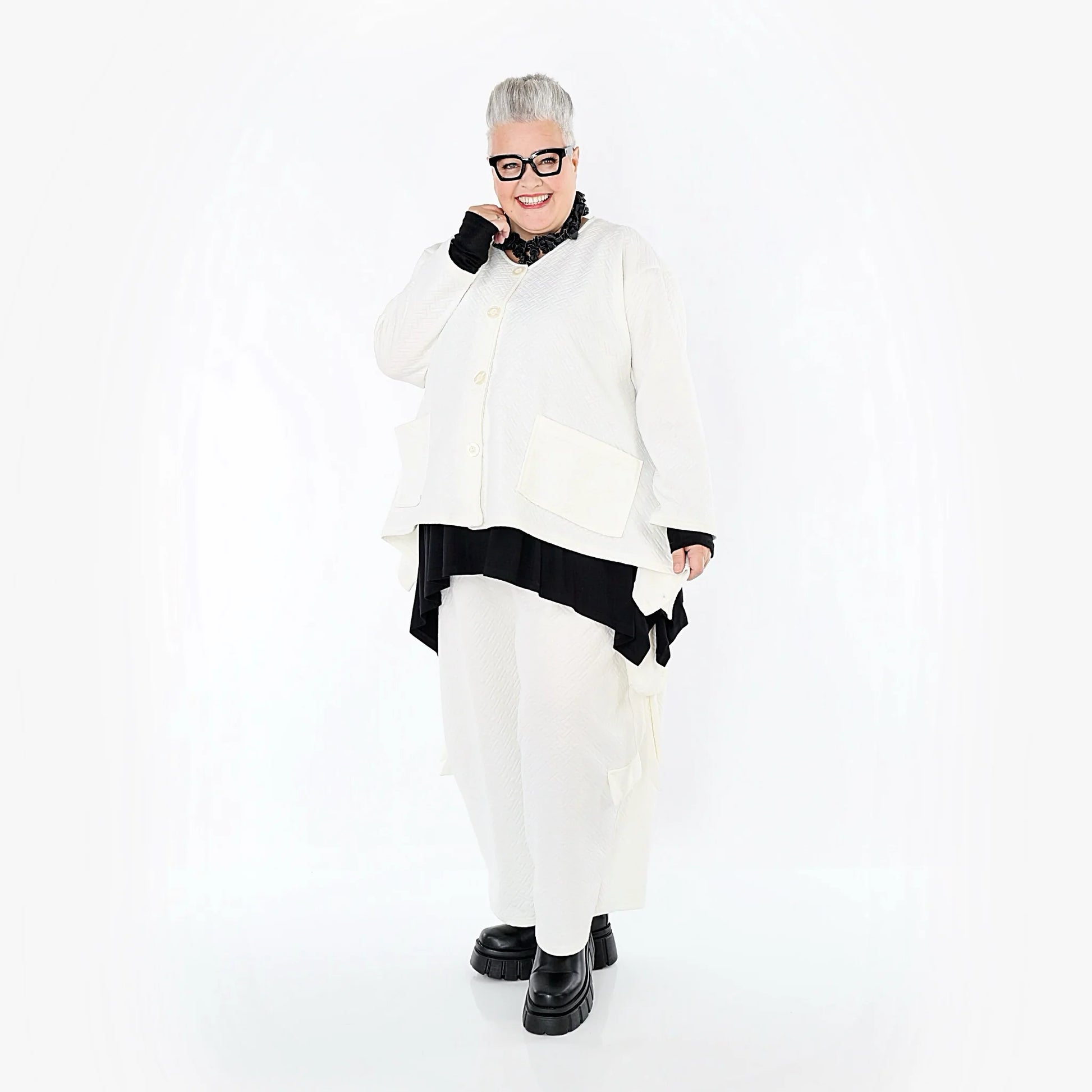  Ballonhose von AKH Fashion aus Baumwolle, 1567.07125, Weiß, ZickZack, Ausgefallen, Zeitlos