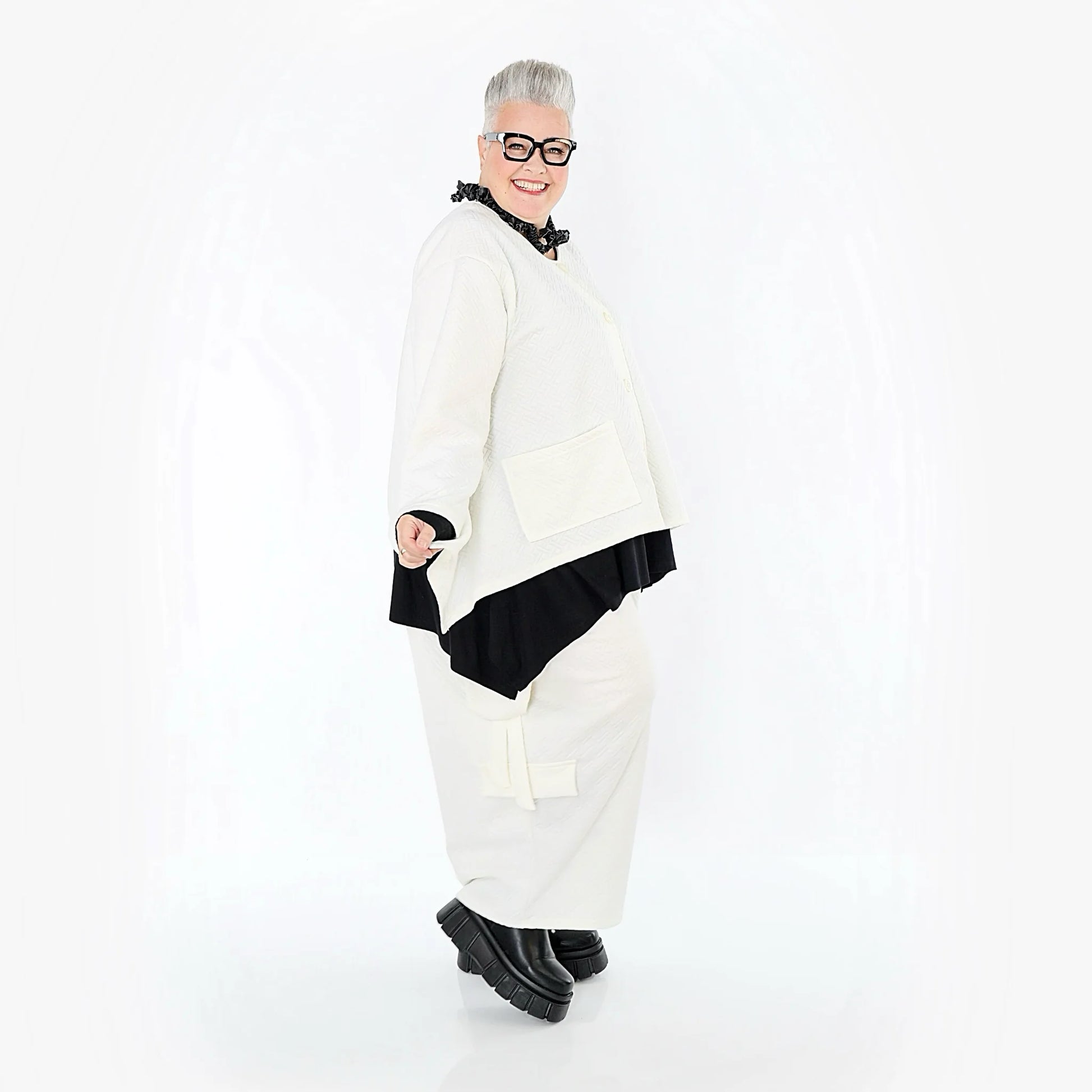  Ballonhose von AKH Fashion aus Baumwolle, 1567.07125, Weiß, ZickZack, Ausgefallen, Zeitlos