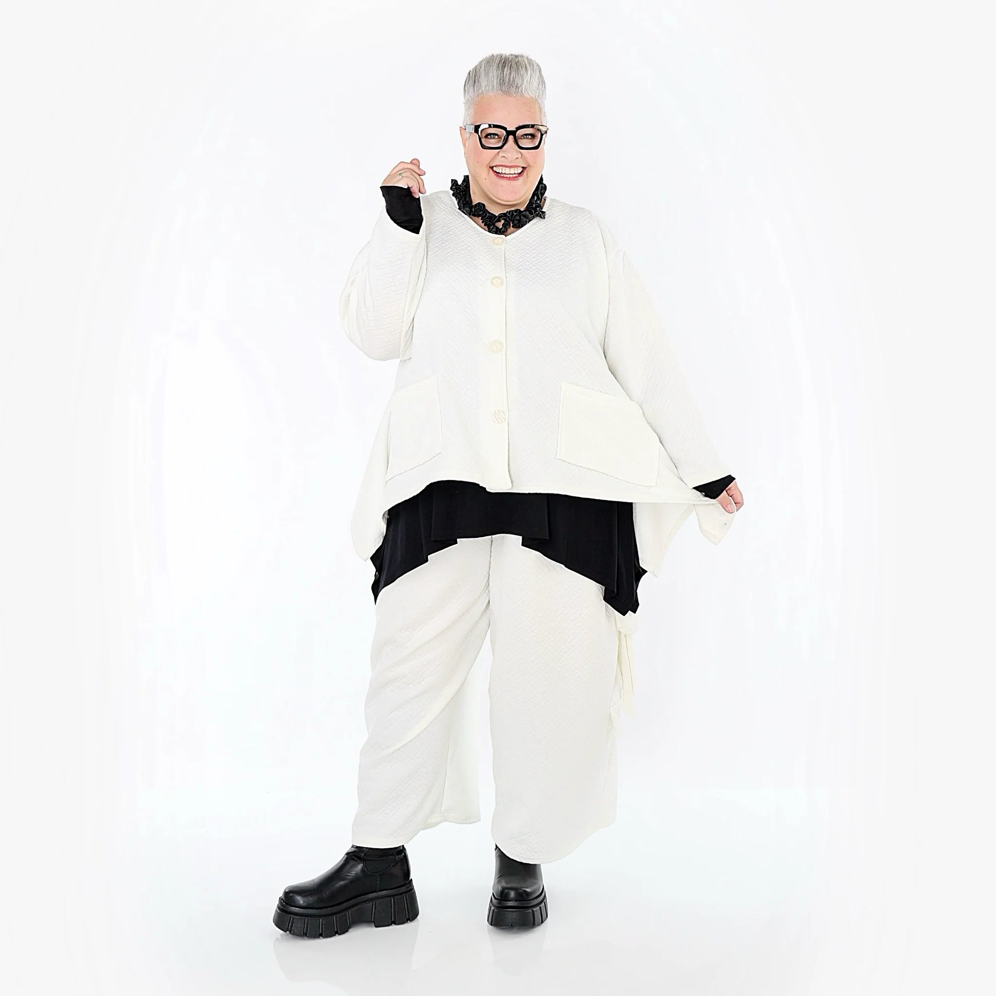  Ballonhose von AKH Fashion aus Baumwolle, 1567.07125, Weiß, ZickZack, Ausgefallen, Zeitlos