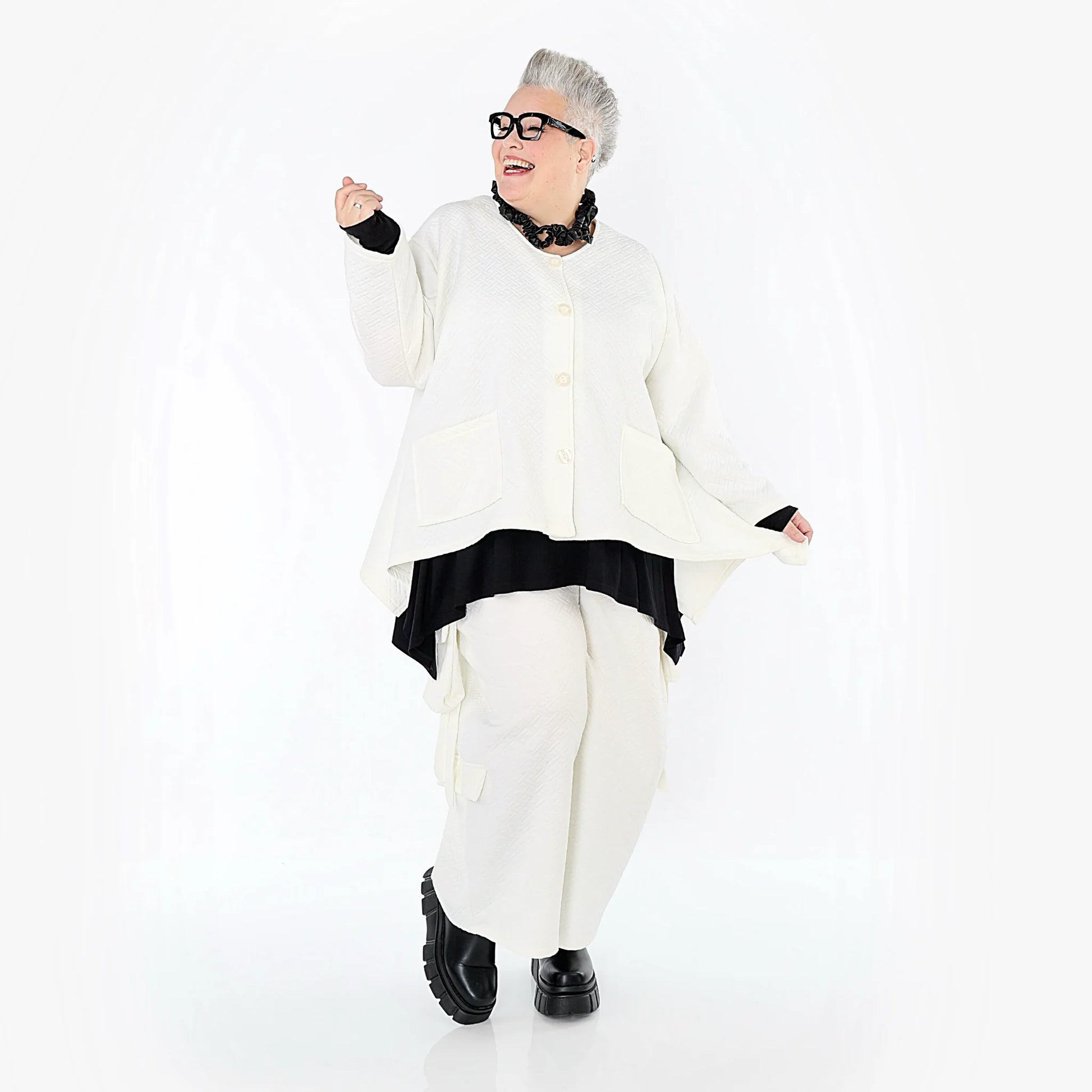  Ballonhose von AKH Fashion aus Baumwolle, 1567.07125, Weiß, ZickZack, Ausgefallen, Zeitlos