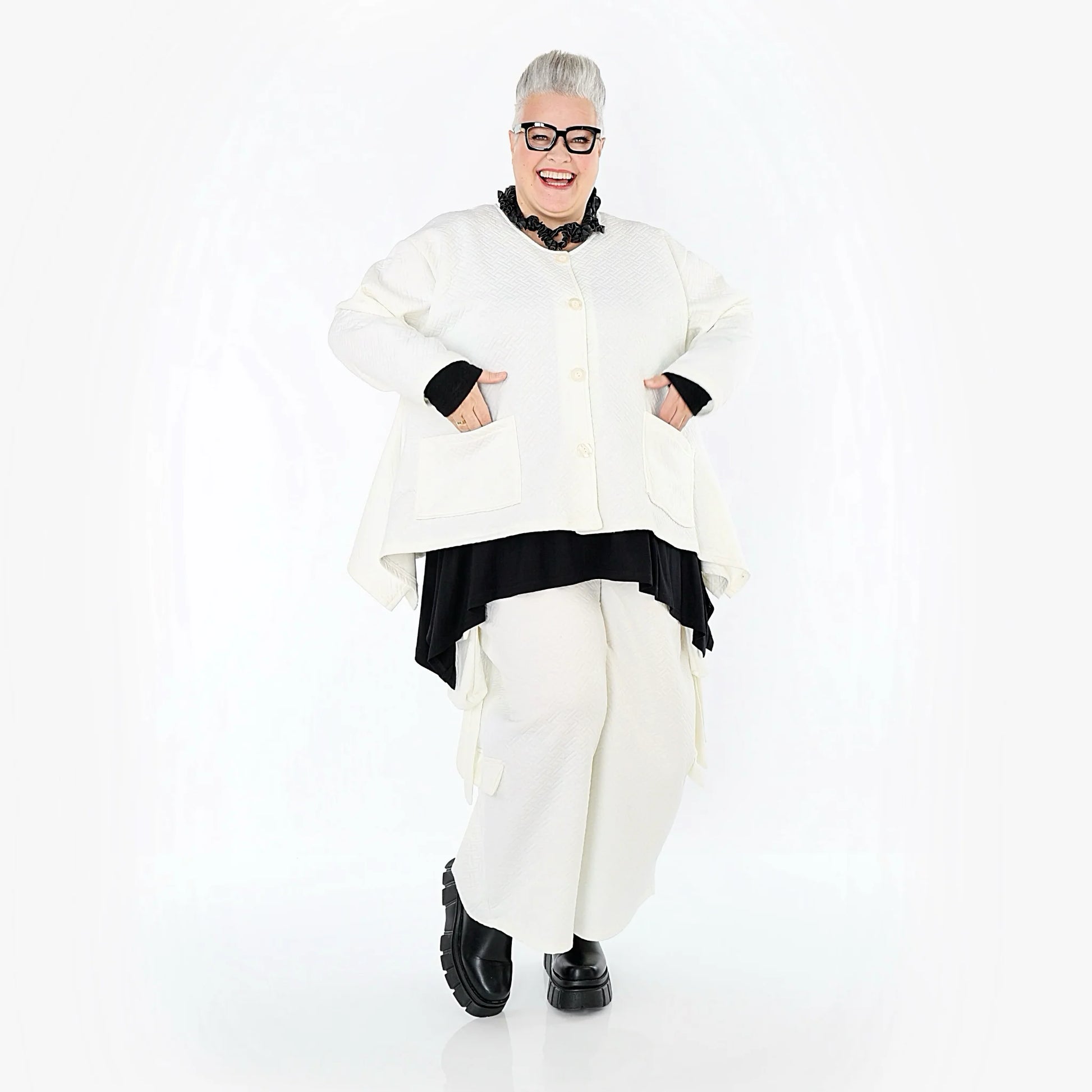  Ballonhose von AKH Fashion aus Baumwolle, 1567.07125, Weiß, ZickZack, Ausgefallen, Zeitlos